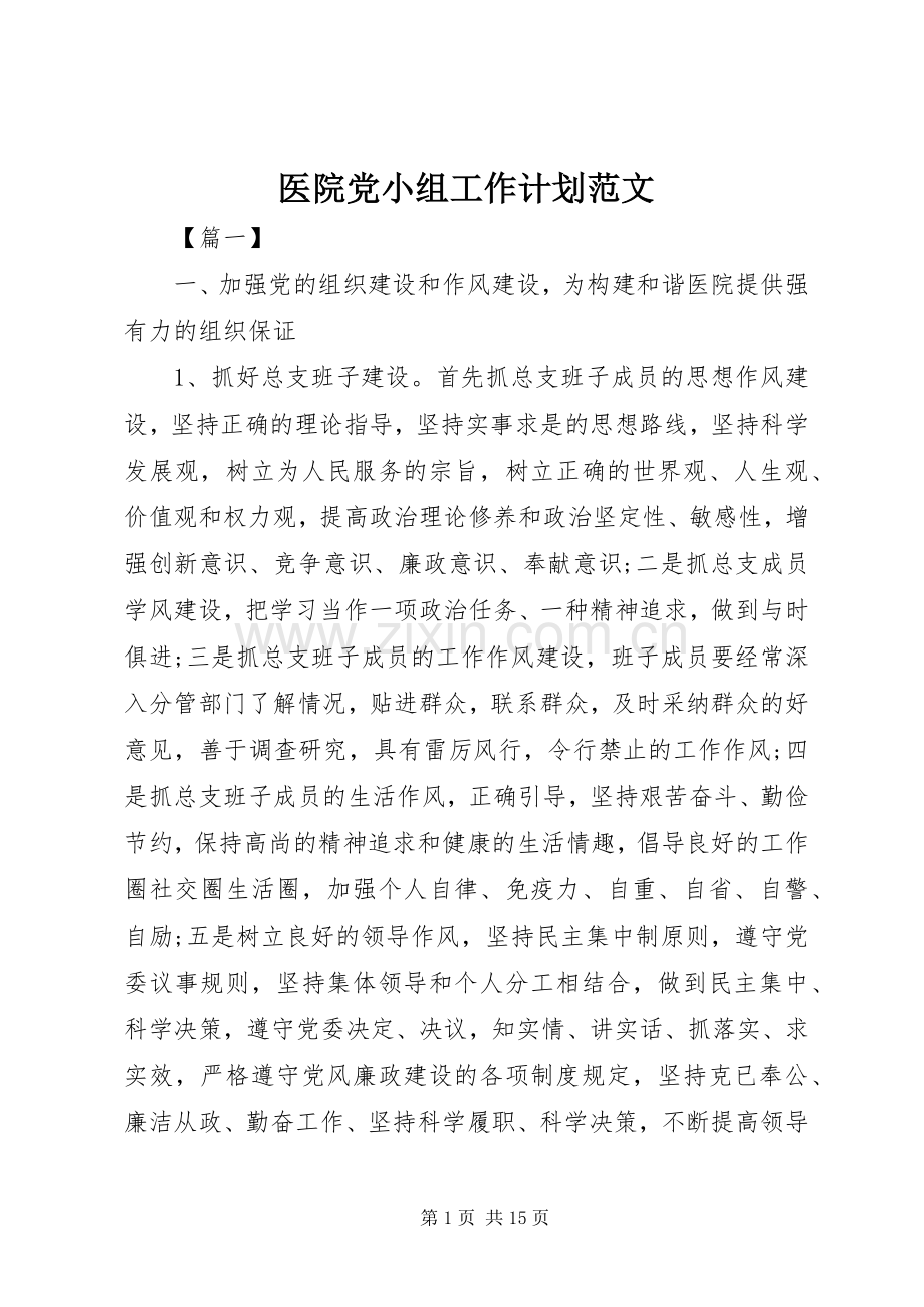 医院党小组工作计划范文.docx_第1页