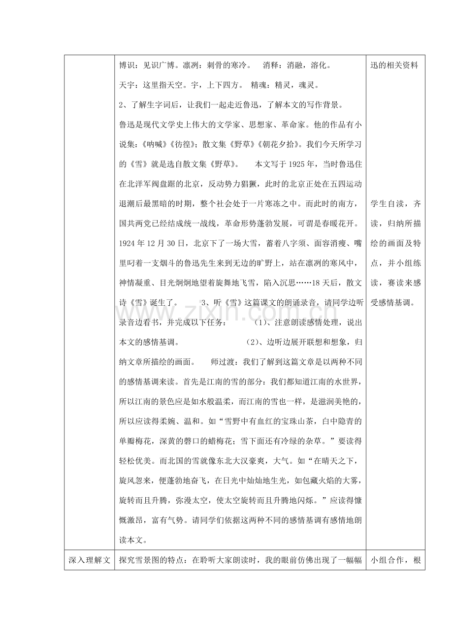 浙江省瑞安市安阳镇上望一中八年级语文下册 《6.雪》教案 人教新课标版.doc_第2页