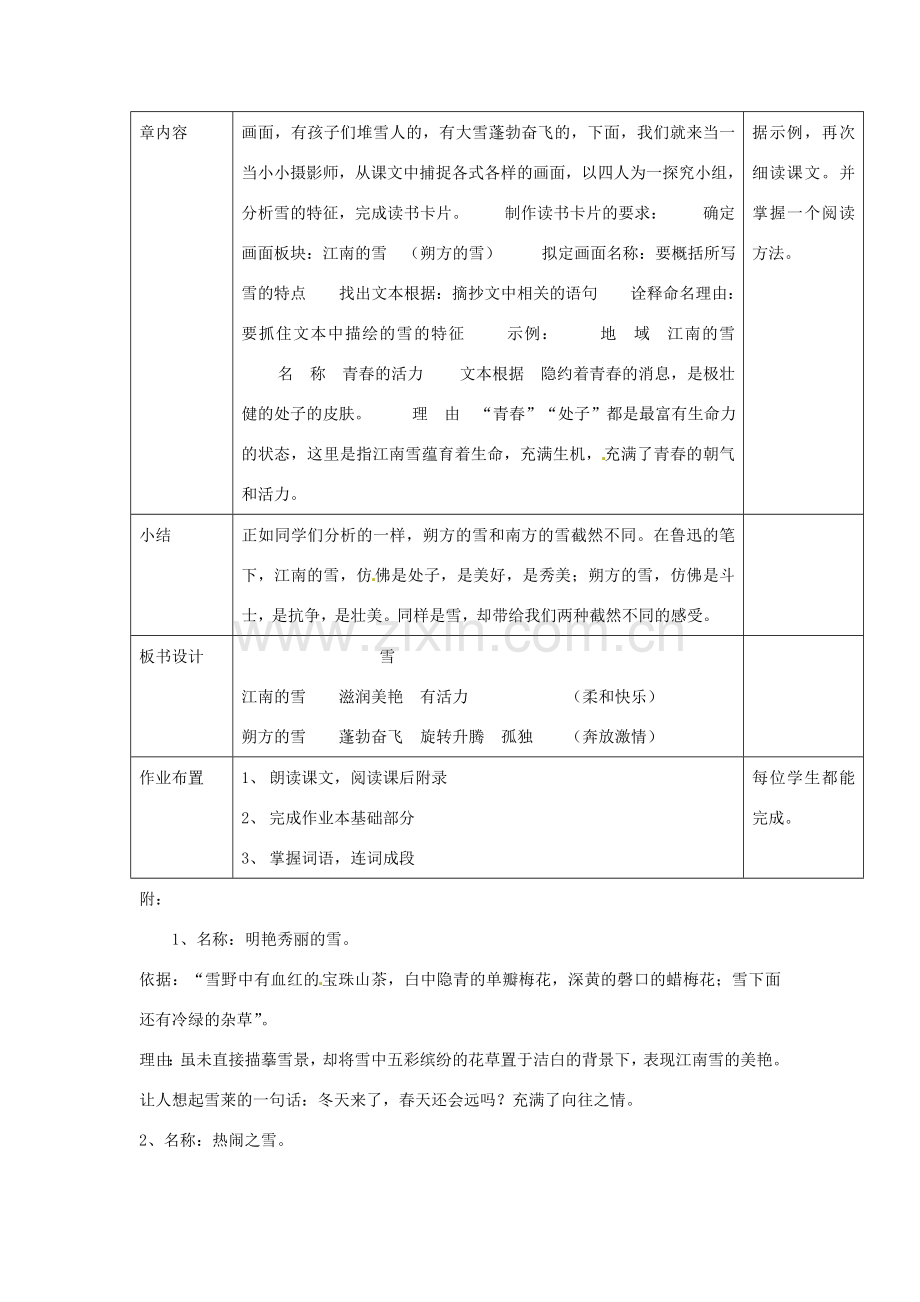 浙江省瑞安市安阳镇上望一中八年级语文下册 《6.雪》教案 人教新课标版.doc_第3页