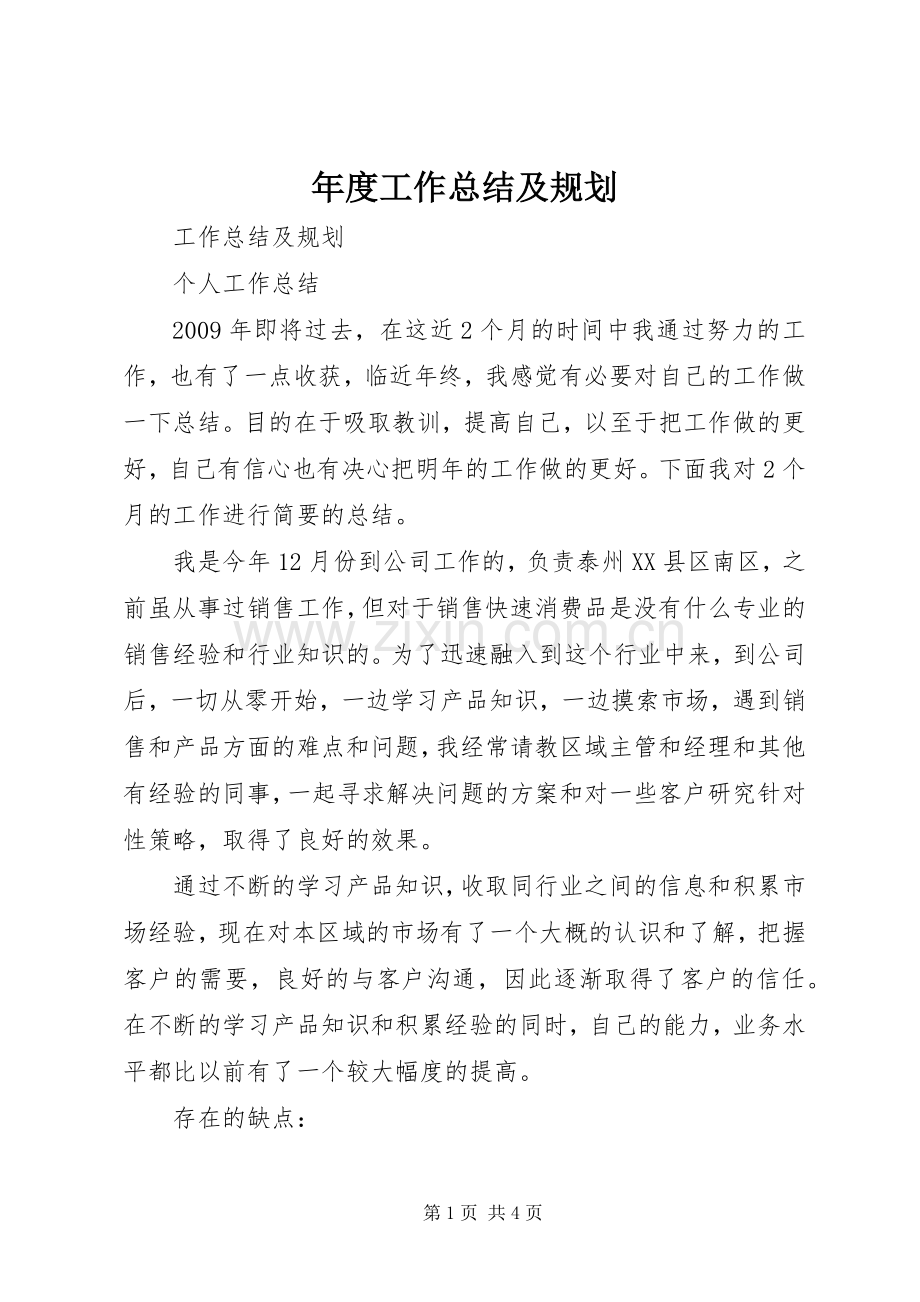 年度工作总结及规划 .docx_第1页