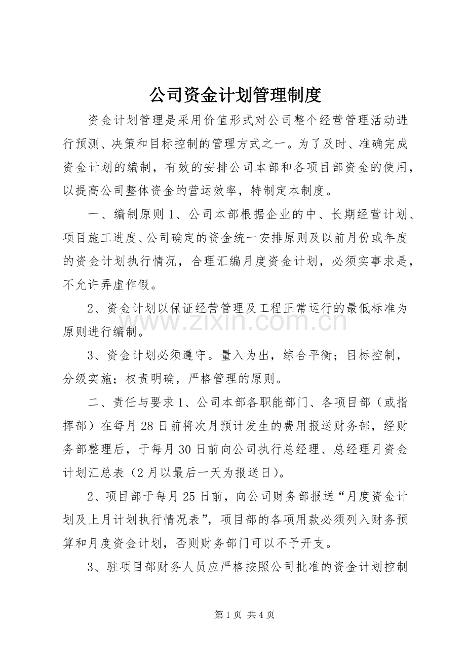 公司资金计划管理制度.docx_第1页