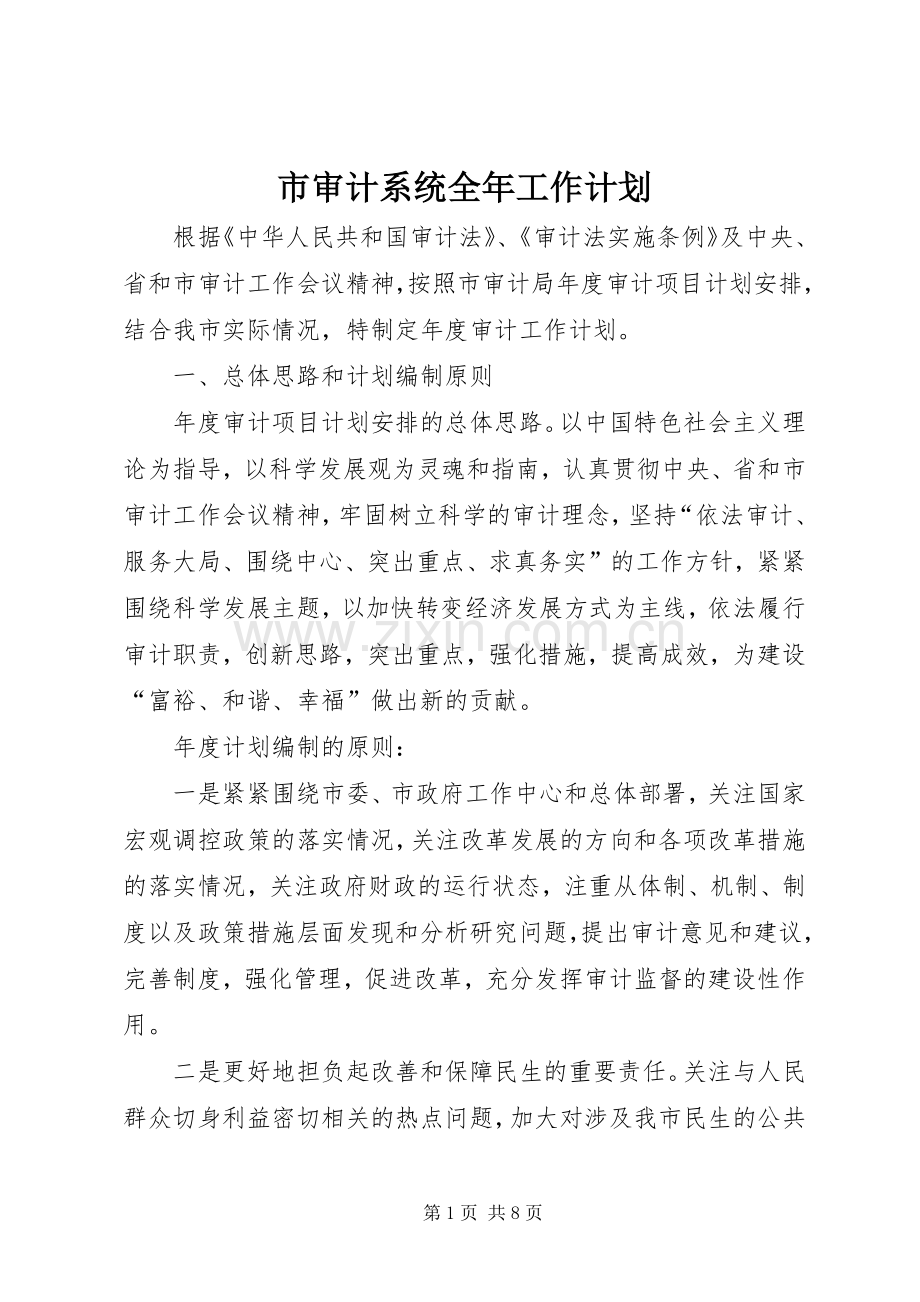 市审计系统全年工作计划.docx_第1页