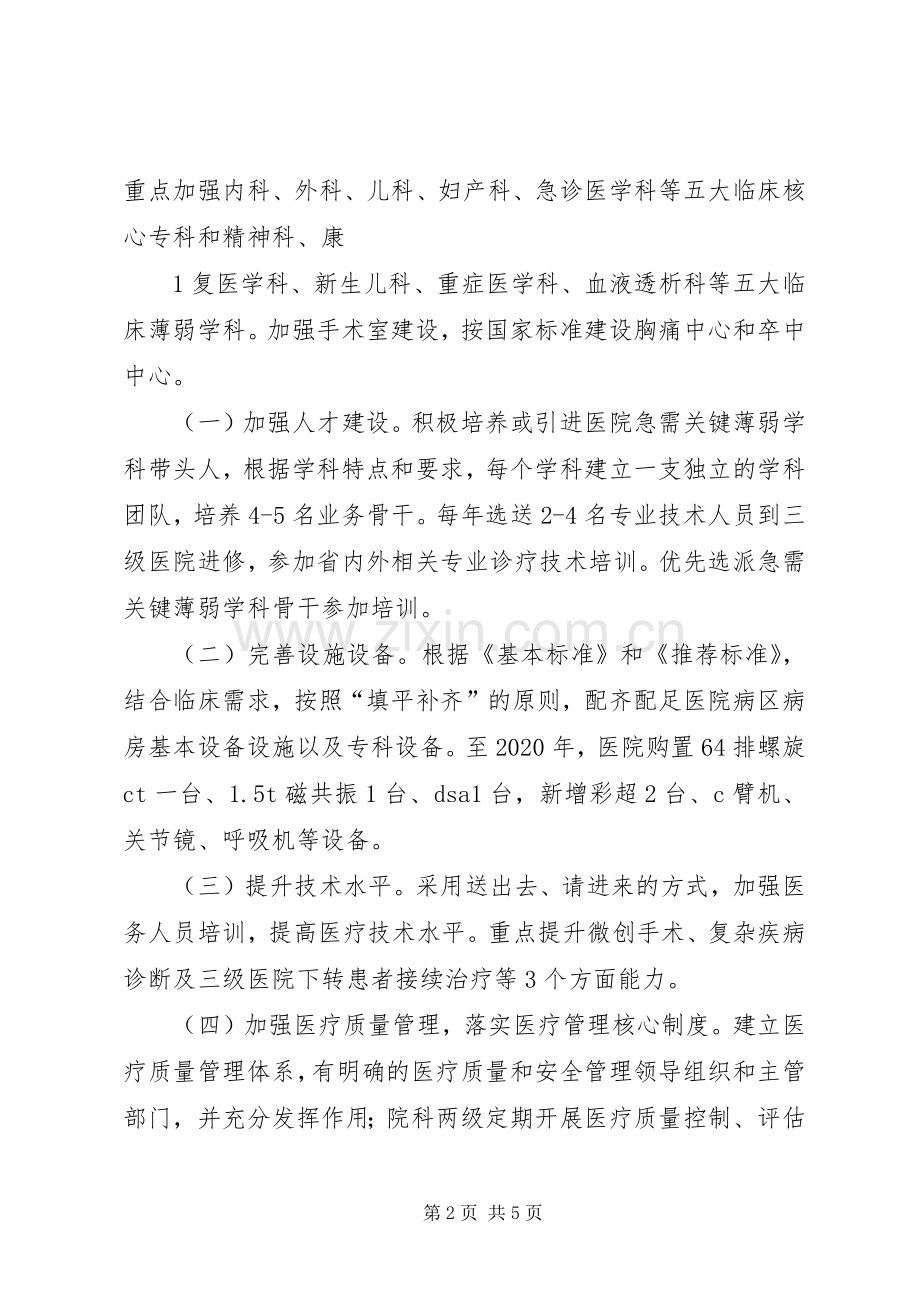 市人民医院XX年提升专科服务能力工作计划 .docx_第2页