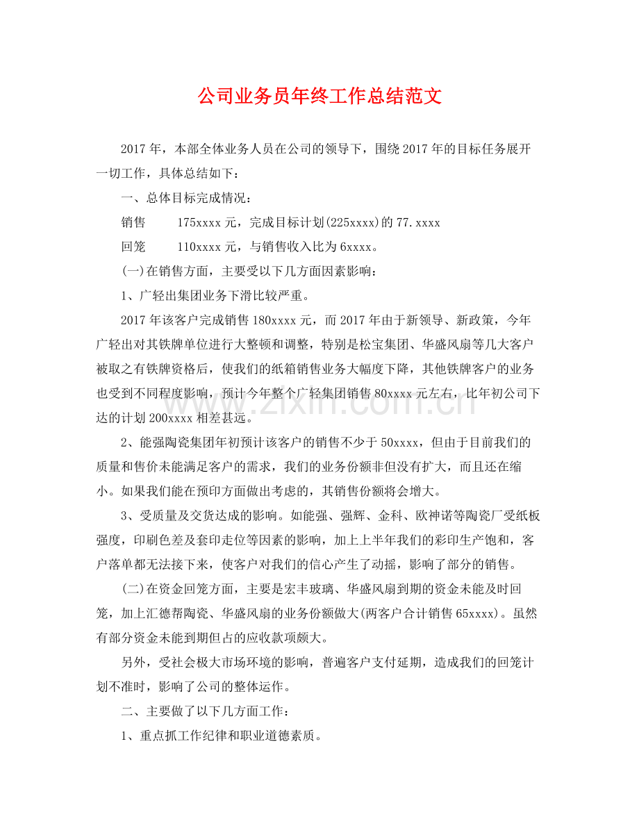 公司业务员年终工作总结范文 .docx_第1页