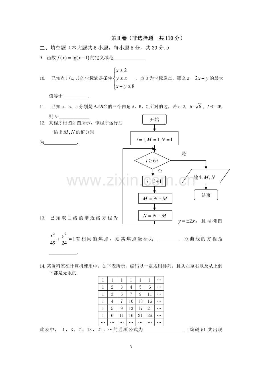 北京市昌平区2010-2011学年度第一学期期末教学统一检测高三数学文科.doc_第3页