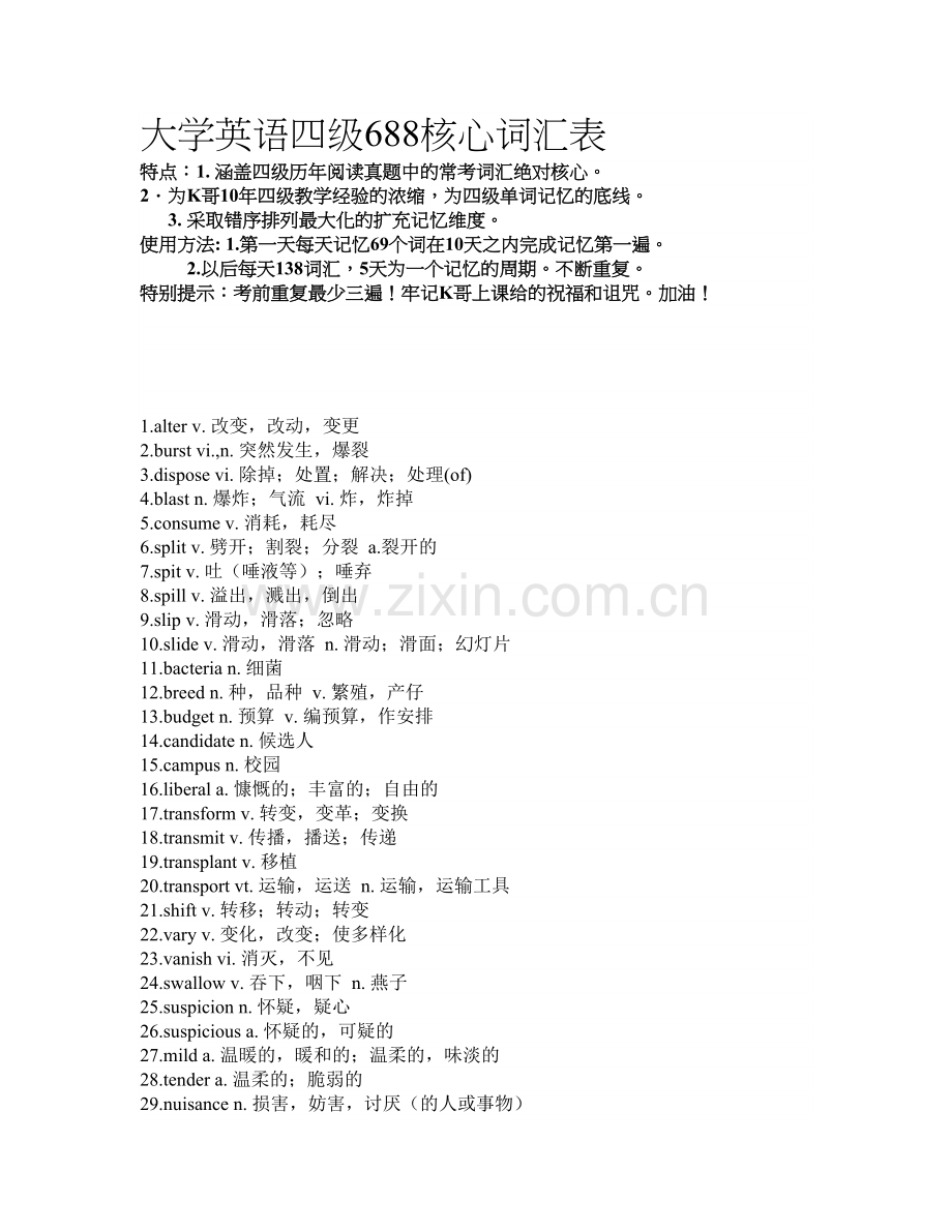 大学英语四级688核心词汇表.doc_第1页