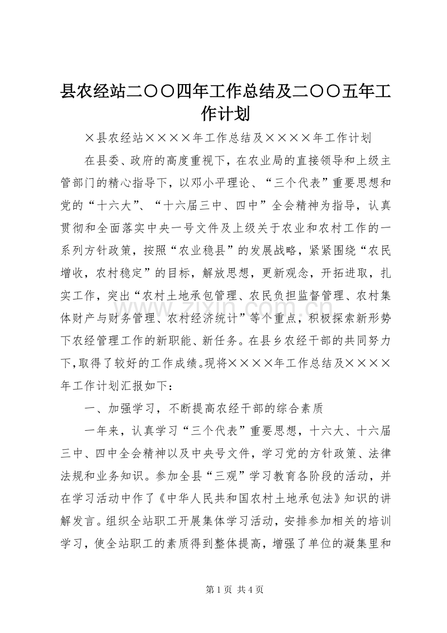 县农经站二○○四年工作总结及二○○五年工作计划.docx_第1页