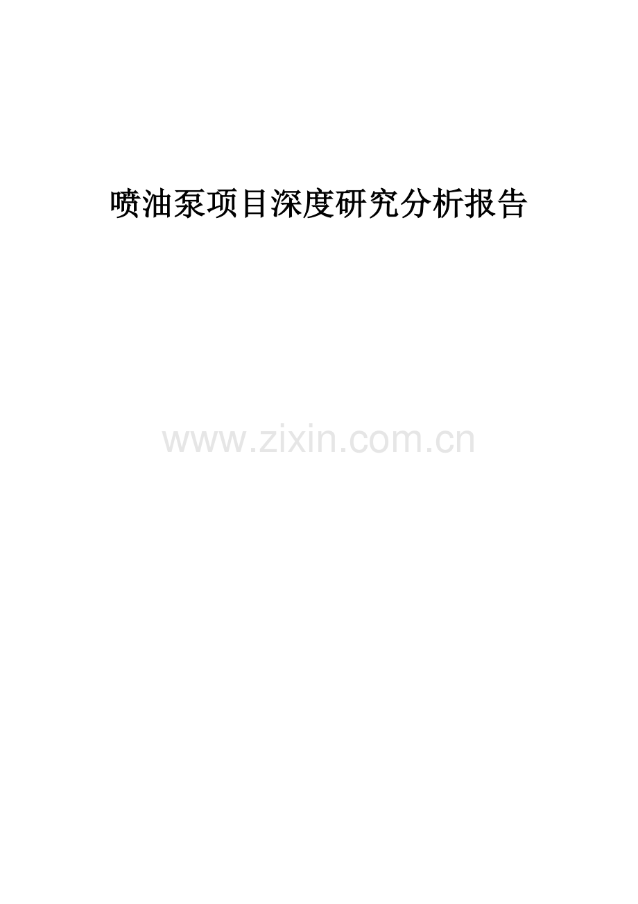 喷油泵项目深度研究分析报告.docx_第1页