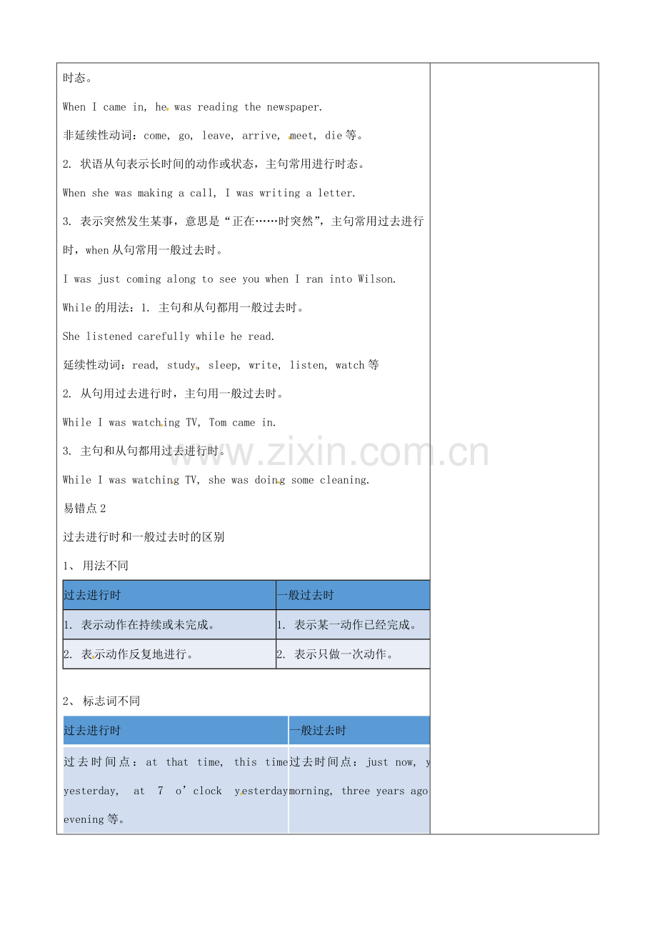 山东省淄博市沂源县鲁村镇八年级英语上册 Unit 3 What were you doing when the rainstorm came语法教案 鲁教版五四制-鲁教版五四制初中八年级上册英语教案.doc_第3页