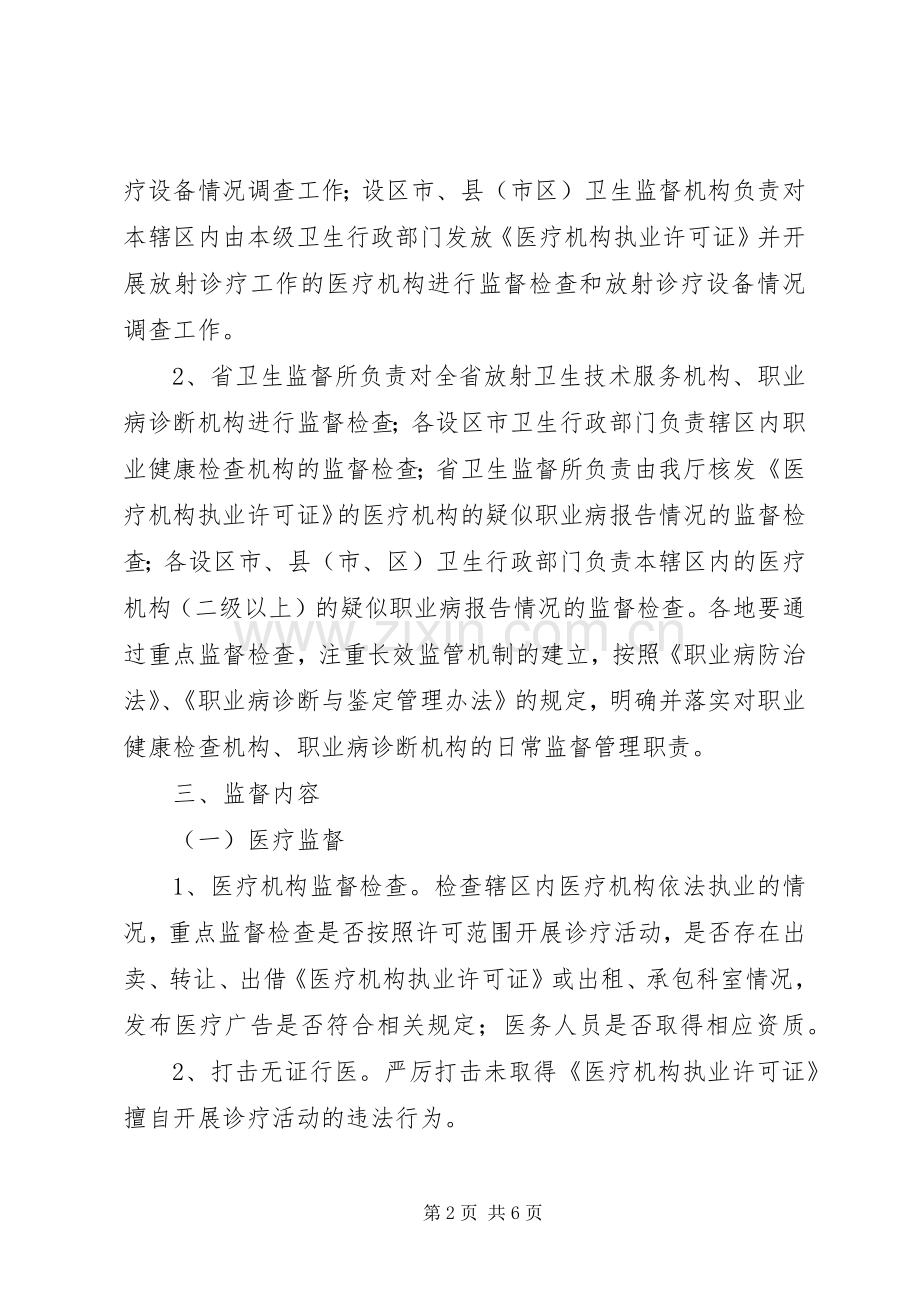 XX年医疗卫生监督检查工作计划.docx_第2页