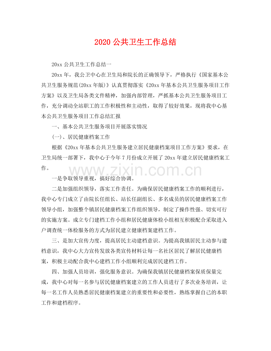 公共卫生工作总结(2).docx_第1页