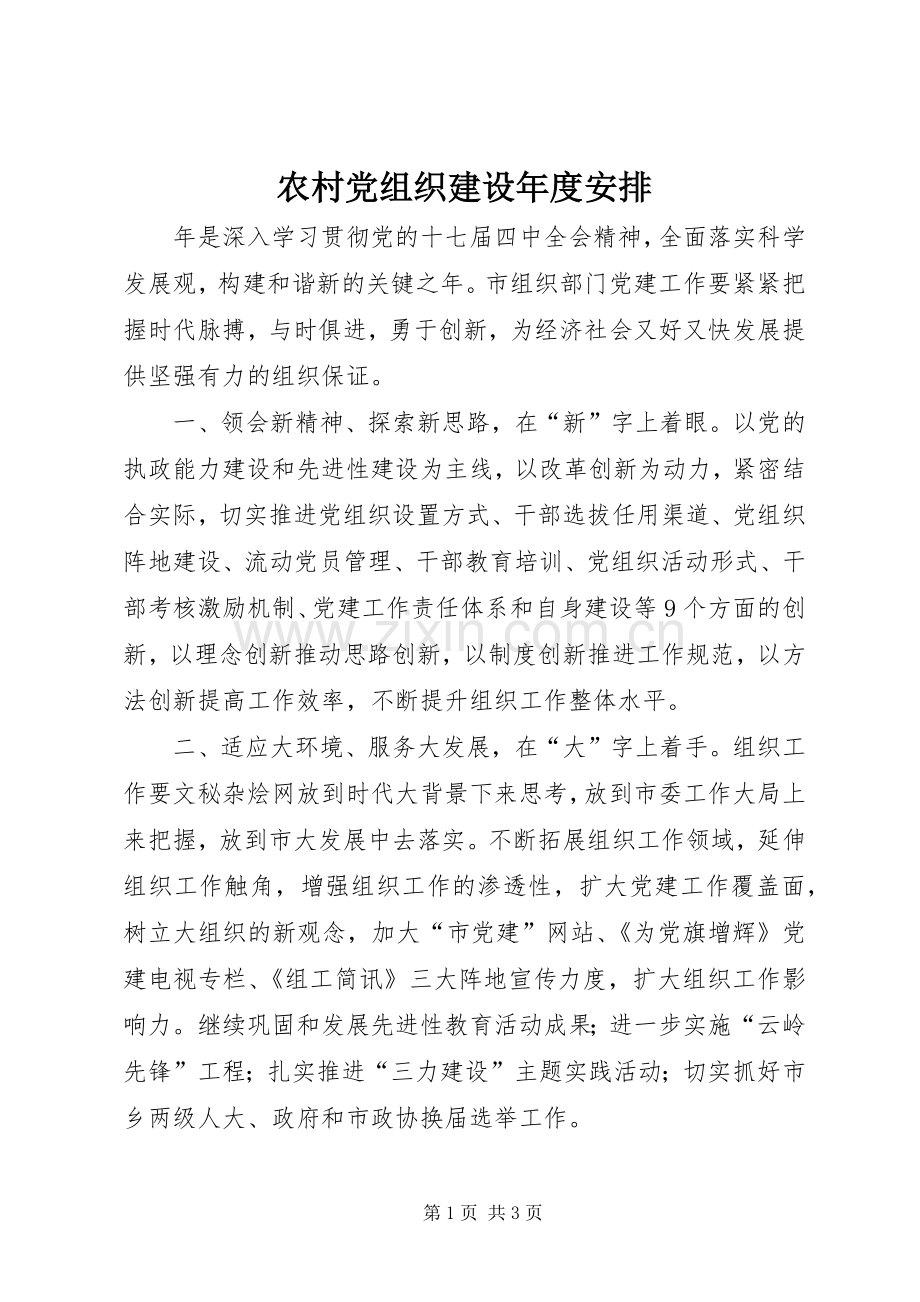 农村党组织建设年度安排.docx_第1页