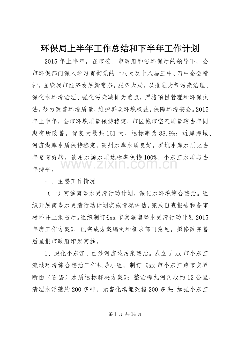 环保局上半年工作总结和下半年工作计划.docx_第1页