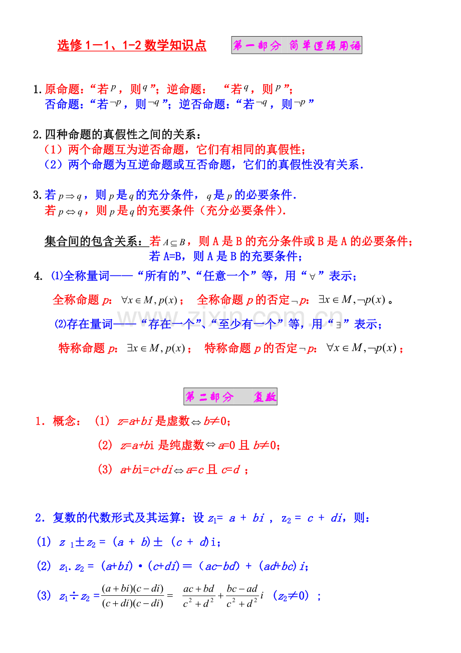 高中数学选修1-1、1-2、4-1、4-4知识点归纳.doc_第1页