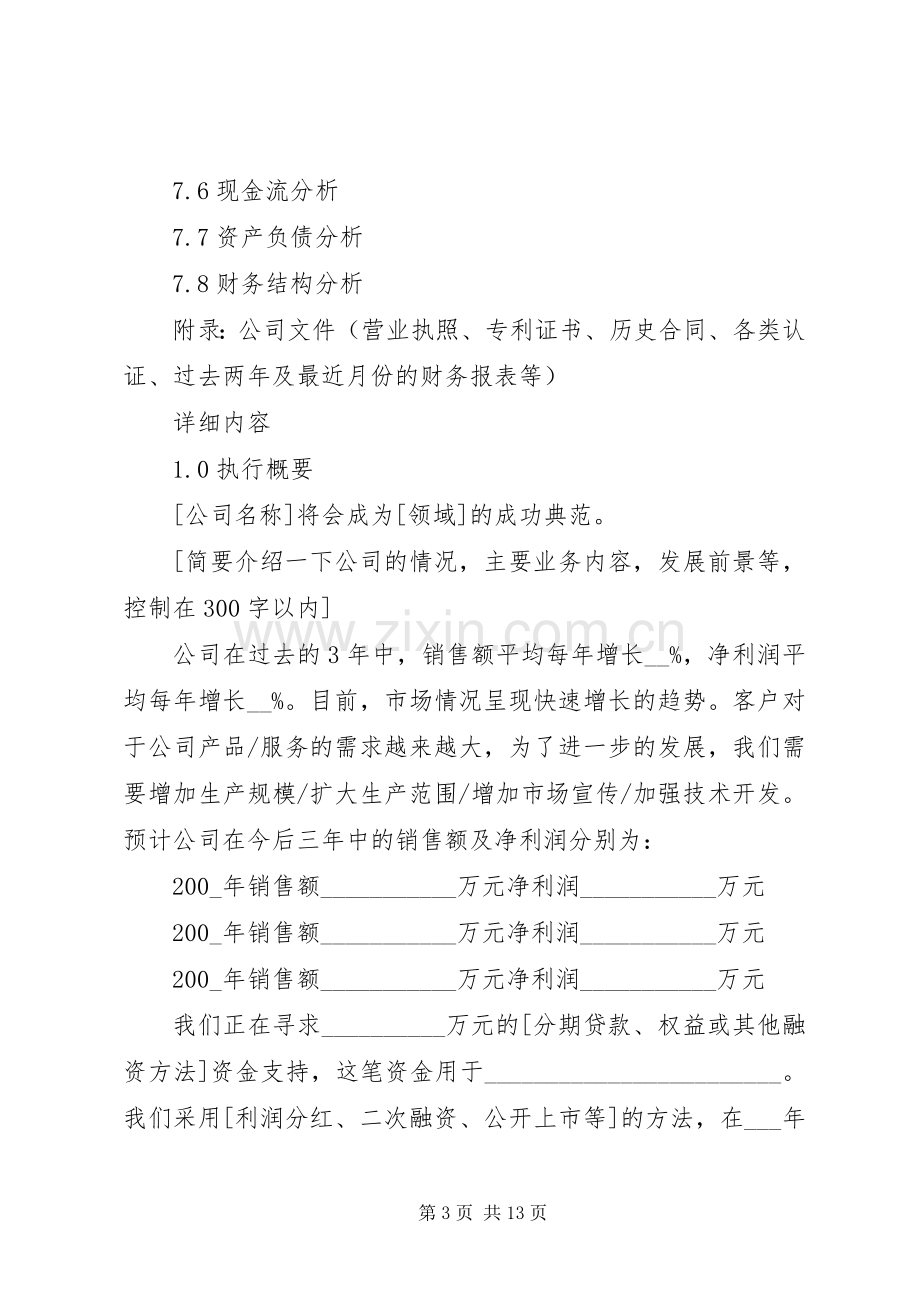 商业计划书模板工作计划范文.docx_第3页