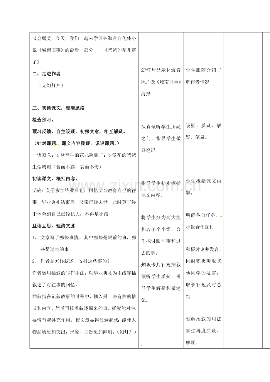 小学七年级语文下册 2《爸爸的花儿落了》教案 （新版）新人教版-（新版）新人教版初中七年级下册语文教案.doc_第2页