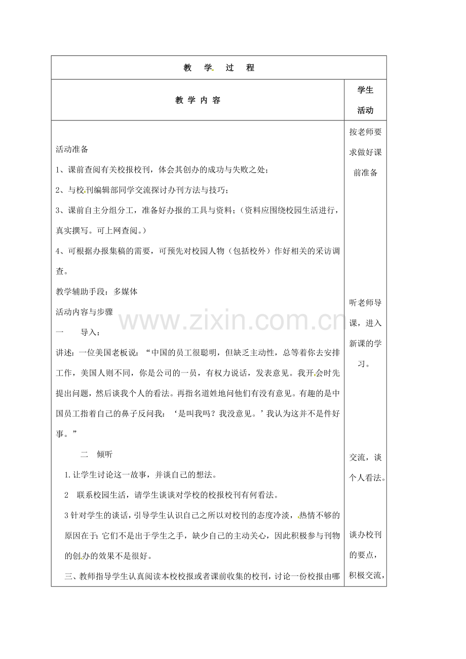 云南省峨山县八年级语文下册 第三单元 语文实践活动 如果我主办校刊教案 （新版）苏教版-（新版）苏教版初中八年级下册语文教案.doc_第2页