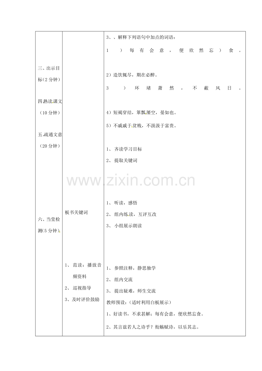 辽宁省恒仁满族自治县八年级语文下册 22五柳先生传教案 （新版）新人教版-（新版）新人教版初中八年级下册语文教案.doc_第2页