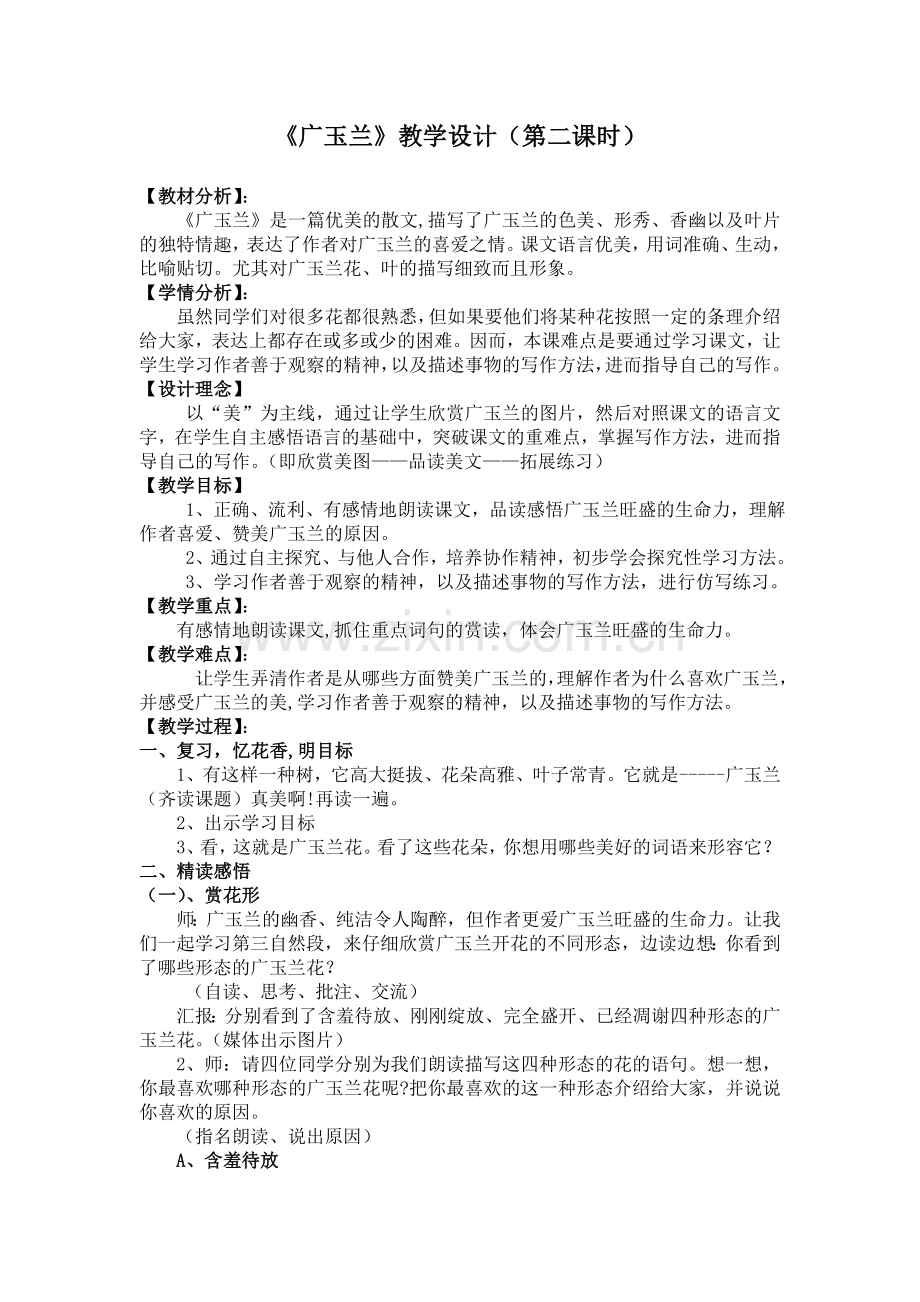 《广玉兰》教案.doc_第1页