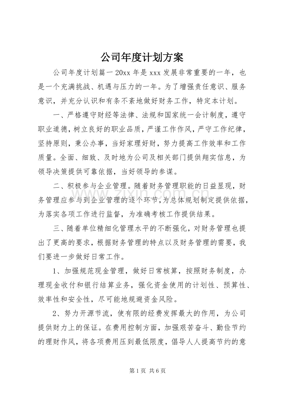 公司年度计划方案.docx_第1页