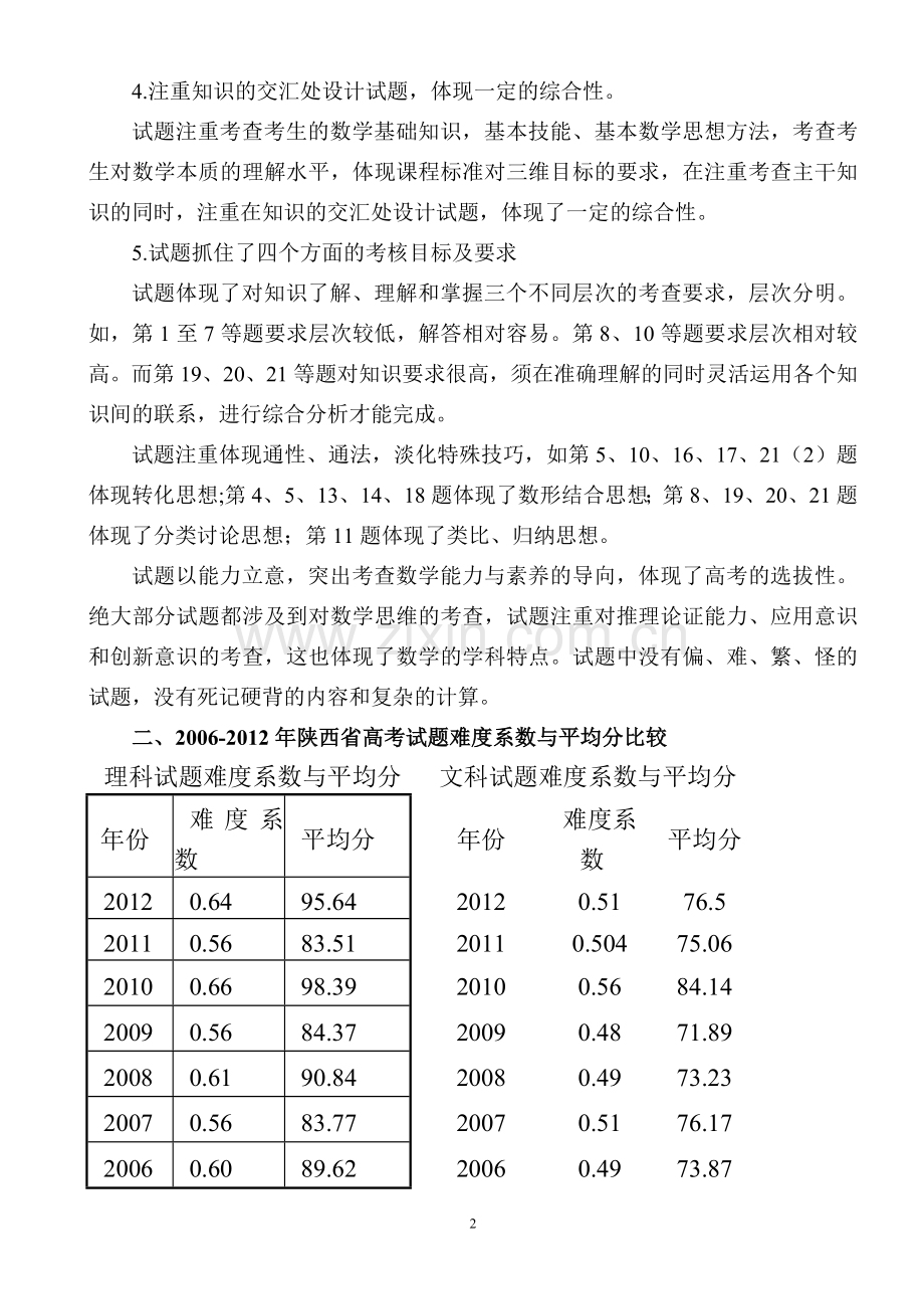 从2012年陕西省高考数学试题谈2013年高考复习.doc_第2页