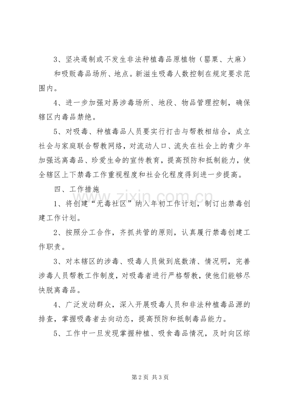 XX年创建无毒社区工作计划 .docx_第2页