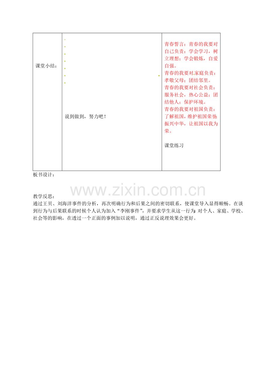 八年级政治上册 第七课 第2框 对自己的行为负责教案 苏教版-苏教版初中八年级上册政治教案.doc_第2页