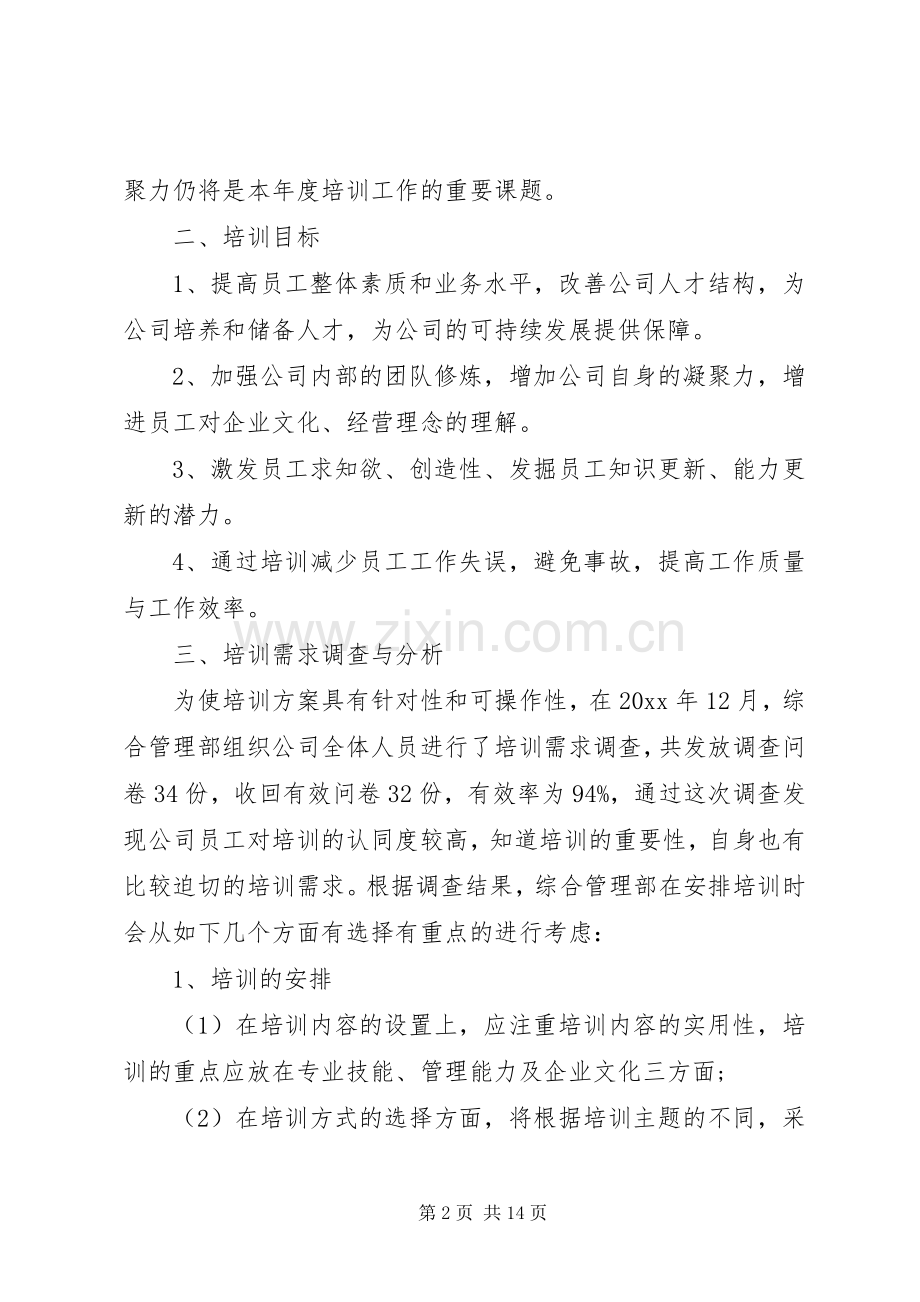 20XX年企业年度培训计划方案.docx_第2页