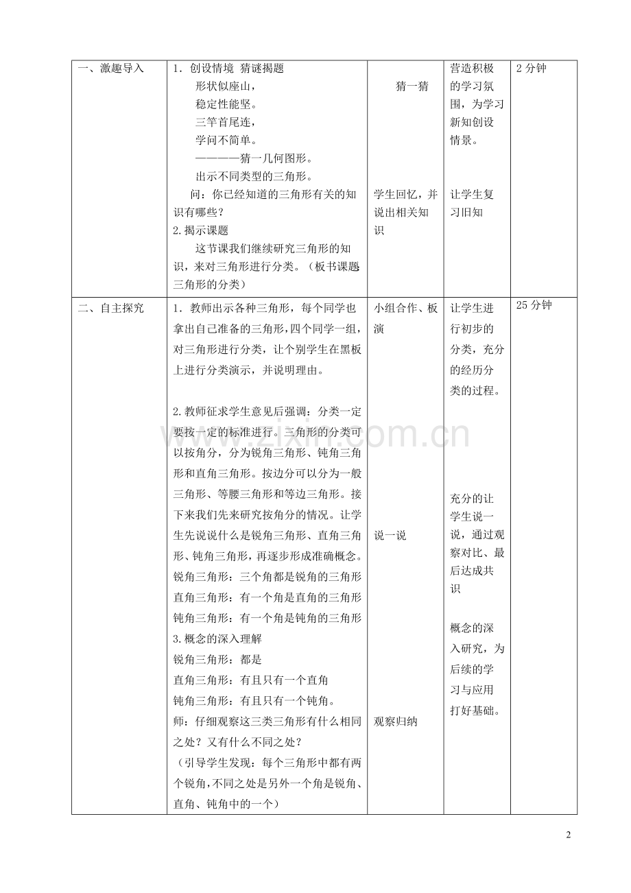 人教2011版小学数学四年级人教版四下《三角形的分类》莫笑珍.doc_第2页