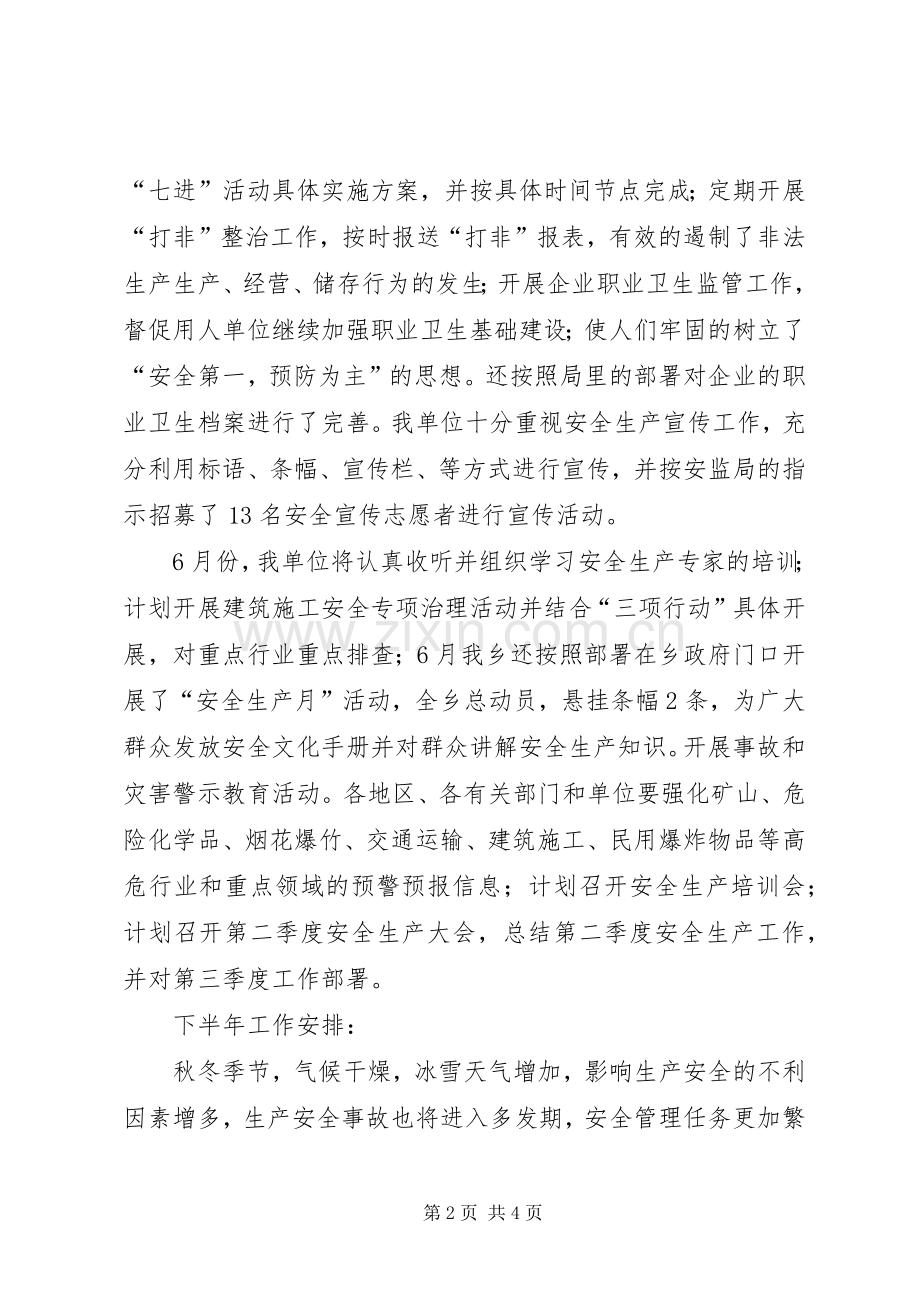 乡镇安全生产工作上半年总结及下步安排.docx_第2页