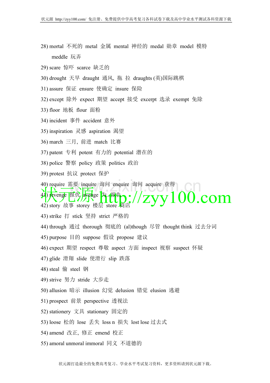 高中英语55组极易拼错的单词.doc_第2页