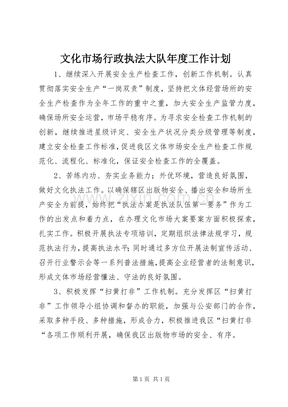 文化市场行政执法大队年度工作计划.docx_第1页