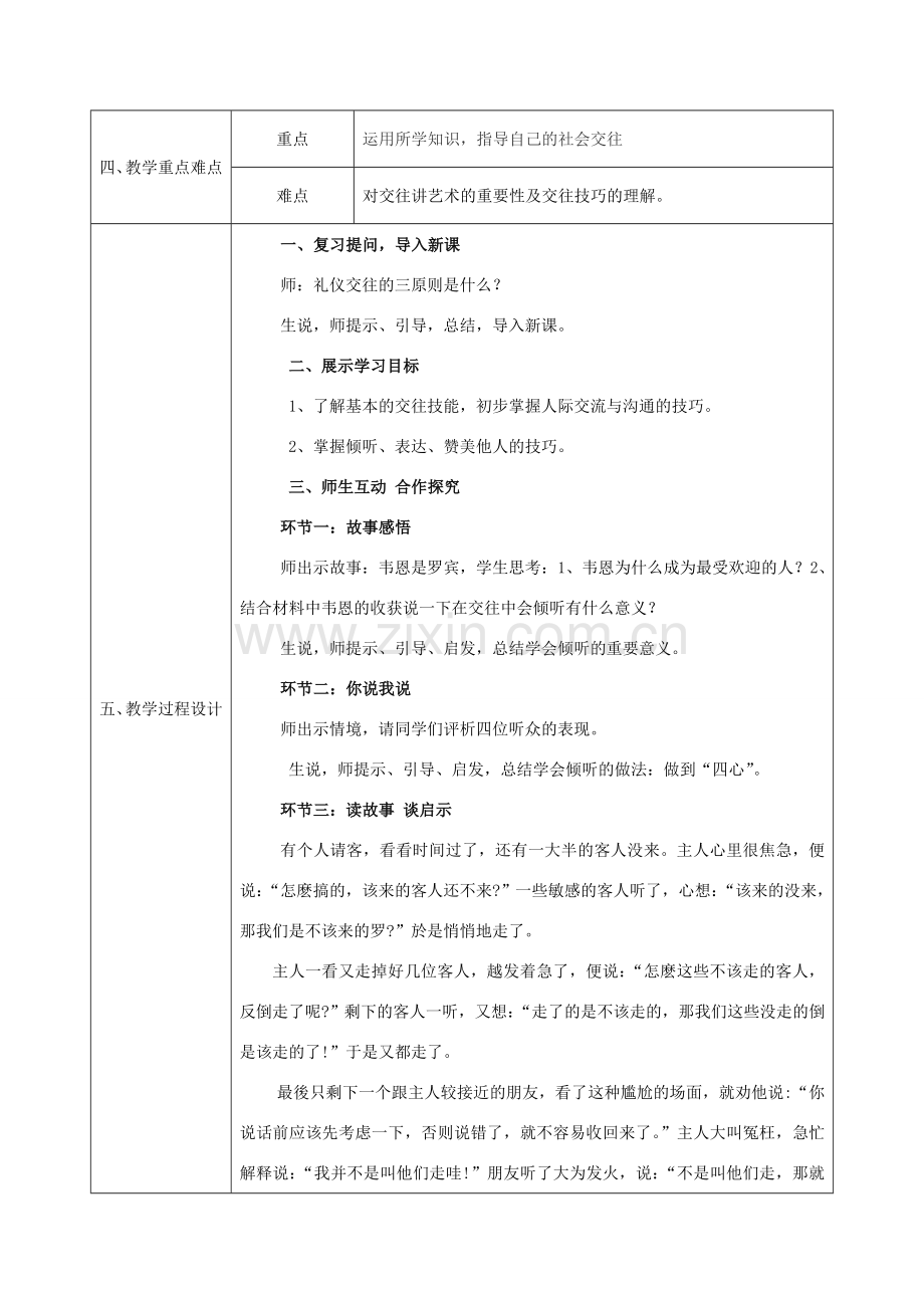 八年级政治上册 第二单元 学会交往天地宽 第四课 掌握交往艺术 提高交往能力 第2框《交往讲艺术》教案 鲁教版-鲁教版初中八年级上册政治教案.doc_第2页