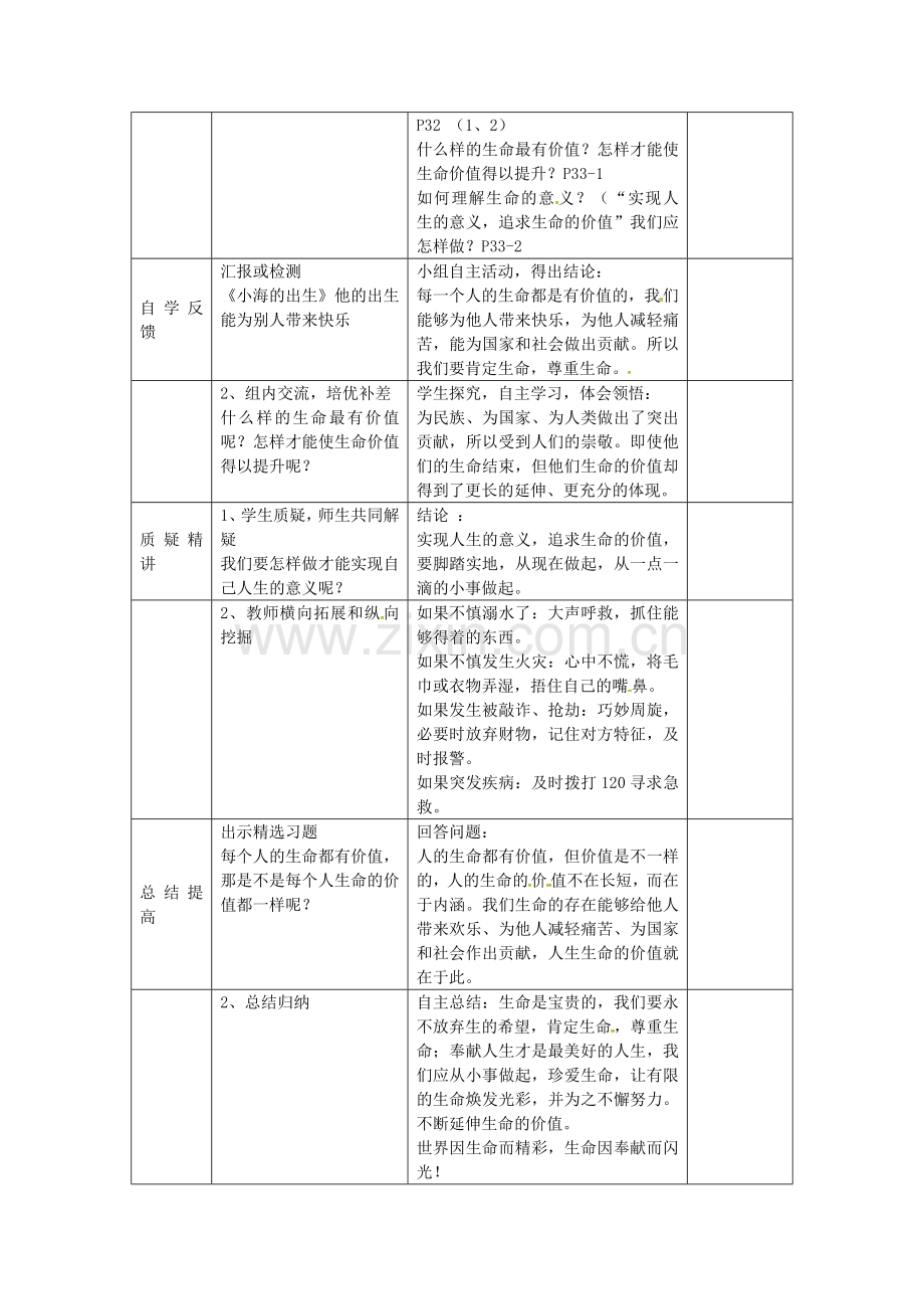 七年级政治上册 第二单元 第三课 第3框 让生命之花绽放教案 新人教版-新人教版初中七年级上册政治教案.doc_第2页