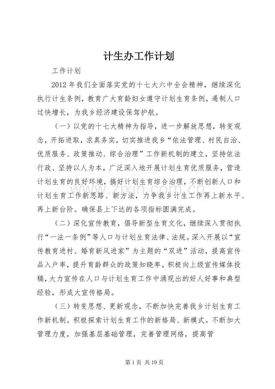 计生办工作计划 .docx_第1页