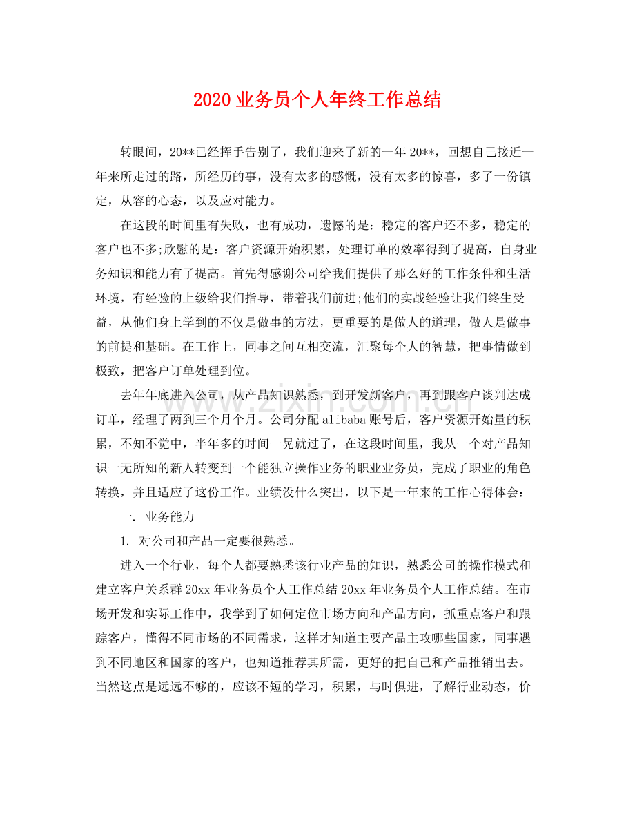 业务员个人年终工作总结 .docx_第1页