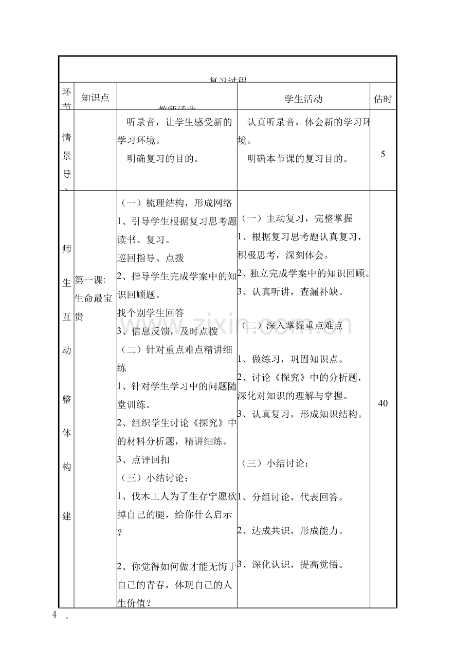 山东省临沭县第三初级中学七年级政治下册 珍爱生命 热爱生活教案.doc_第2页