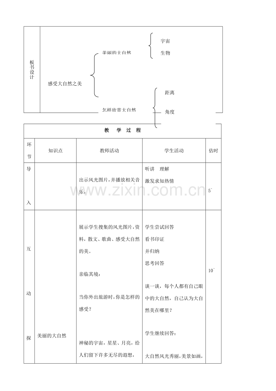 八年级思品下册 5感受大自然之美同步教案 鲁教版.doc_第2页