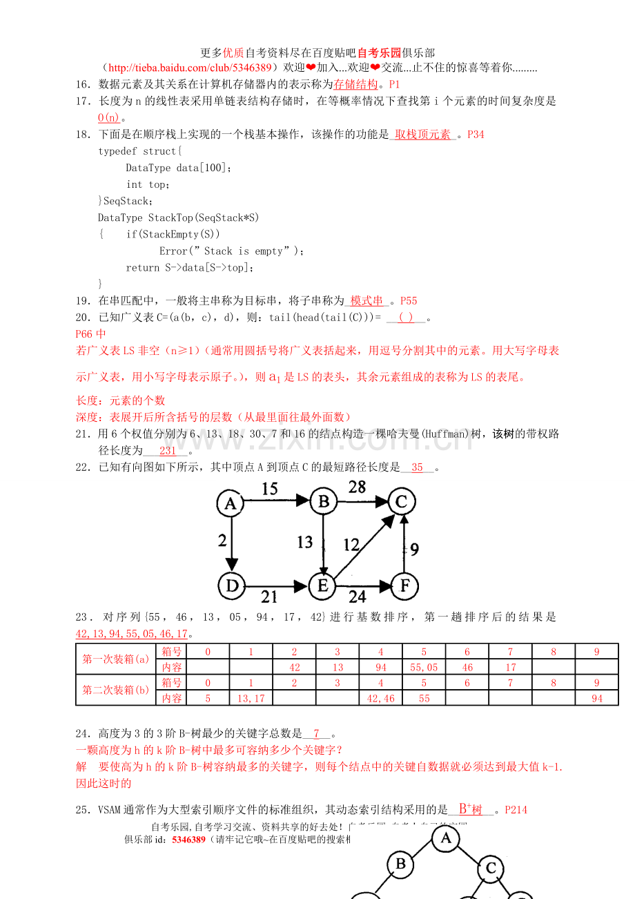 全国2010年1月自考数据结构试题及答案.doc_第3页