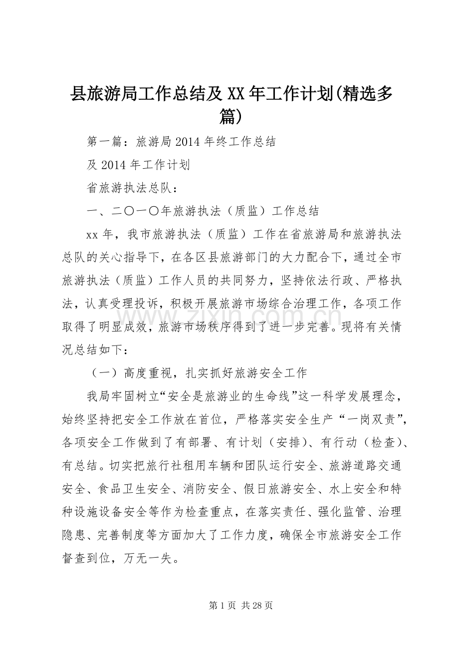 县旅游局工作总结及XX年工作计划(多篇).docx_第1页