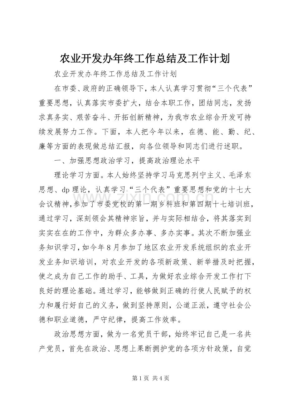 农业开发办年终工作总结及工作计划.docx_第1页