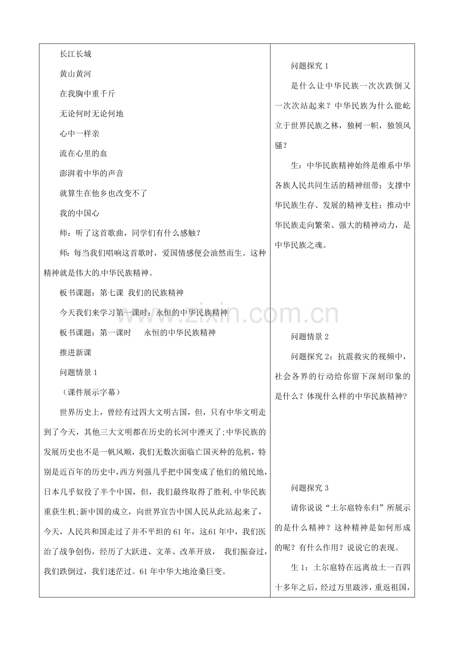 山东省郯城三中八年级政治《永恒的中华民族精神》教案.doc_第2页