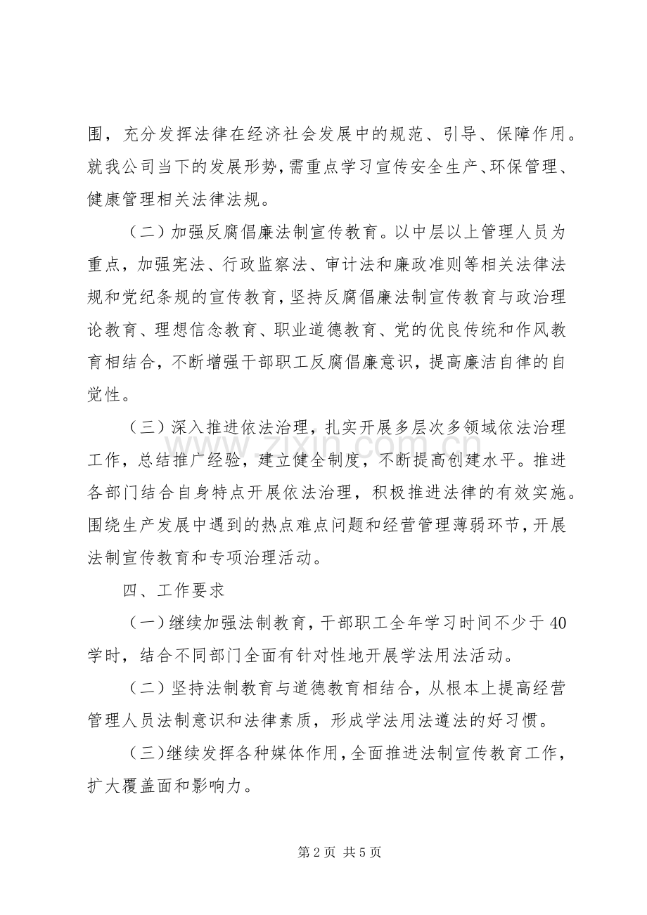 XX年度企业法制宣传工作计划.docx_第2页