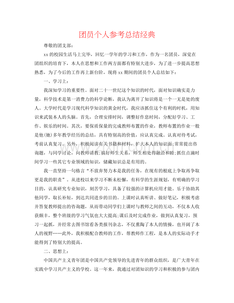 团员个人参考总结经典.docx_第1页