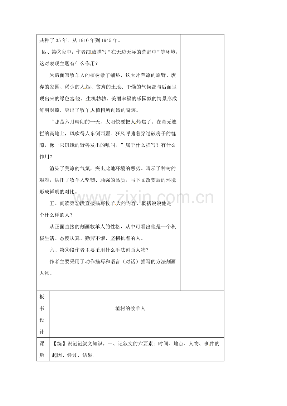 （秋季版）七年级语文上册 第14课《植树的牧羊人》教案 新人教版-新人教版初中七年级上册语文教案.doc_第3页