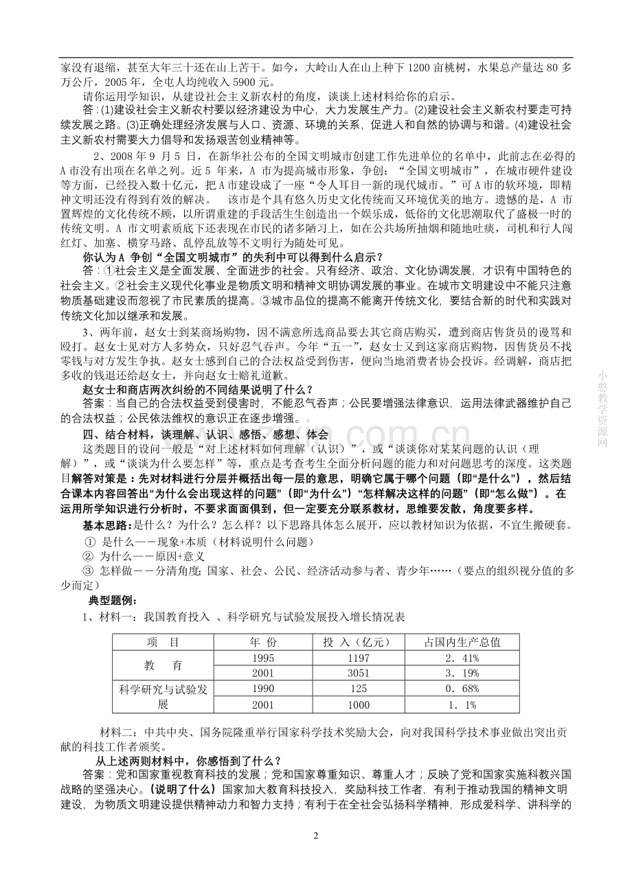 思想品德中考常见设问方式及答题思路与技巧.doc_第2页