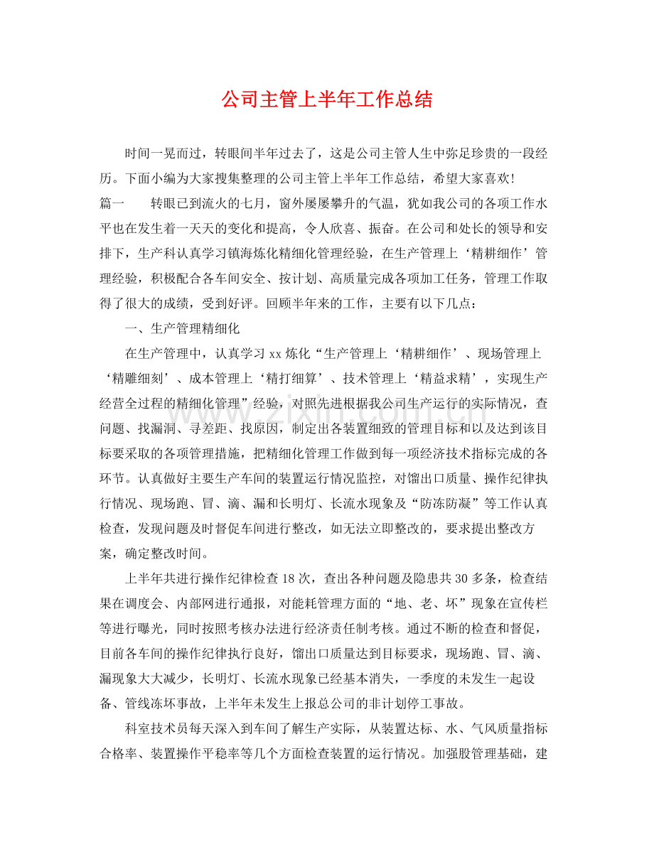 公司主管上半年工作总结 .docx_第1页