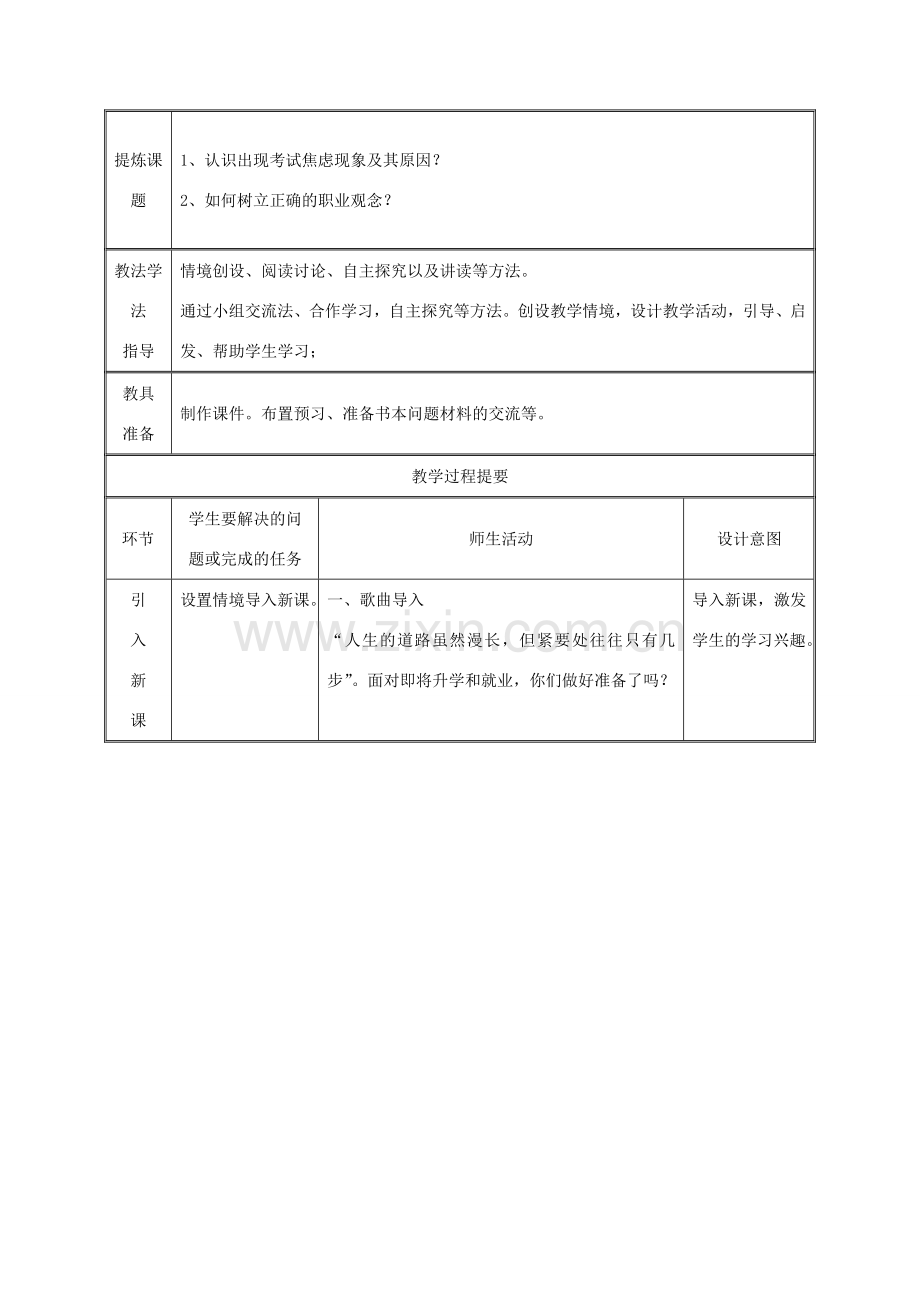 九年级政治全册 第四单元 我们的未来不是梦 第12课 美好人生我选择 第一框 直面升学与择业教案 鲁教版-鲁教版初中九年级全册政治教案.doc_第2页