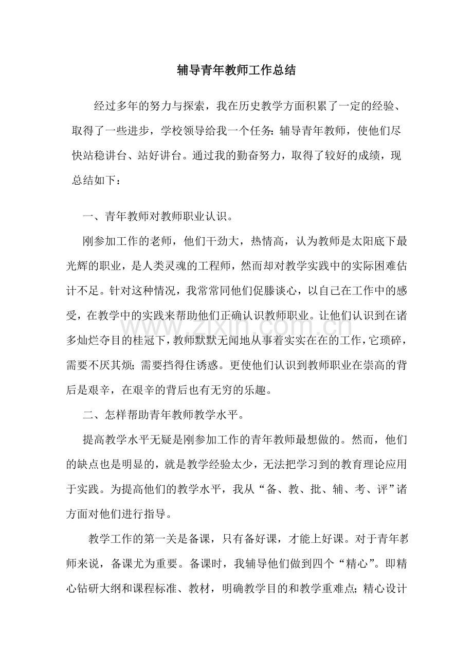 辅导青年教师工作经验总结.doc_第1页