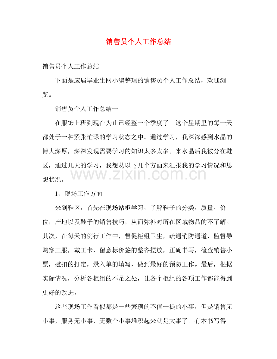 销售员个人工作总结 .docx_第1页